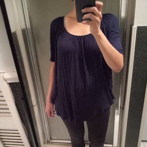 Women's dark blue butterfly sleeve blouse Size L